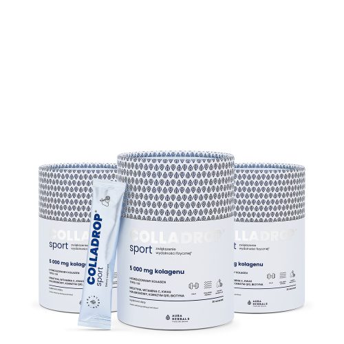 Colladrop® Sport, kolagen morski 5000 mg, saszetki 30 szt. zestaw na 3 miesiące suplementacji