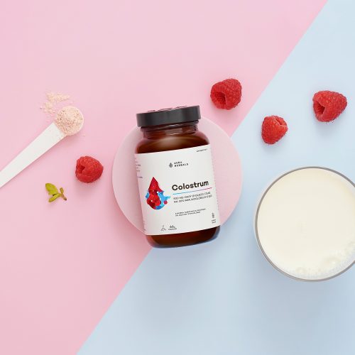 Colostrum 500 mg, słodka malina, proszek 66 g