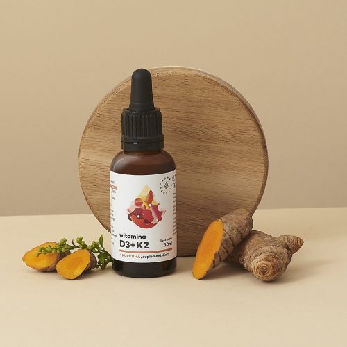 Witamina D3 2000 IU + K2 + ekstrakt z kurkumy, krople 30 ml