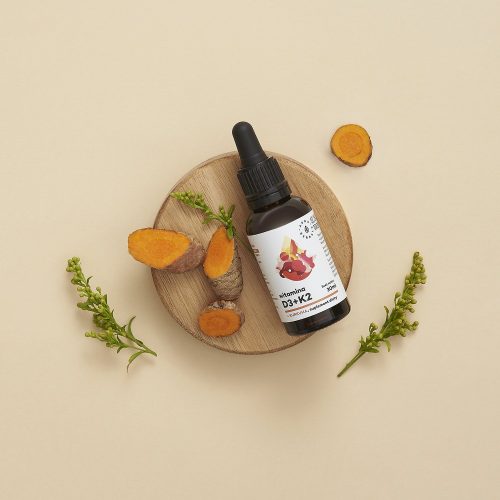 Witamina D3 2000 IU + K2 + ekstrakt z kurkumy, krople 30 ml