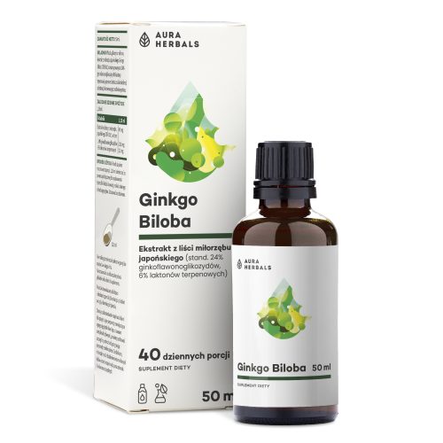 Ginkgo Biloba, ekstrakt Miłorząb Japoński 50:1, 45 mg, płyn 50 ml
