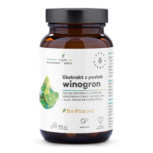 Ekstrakt z pestek winogron 550 mg, 95% OPC, kapsułki 60 szt.