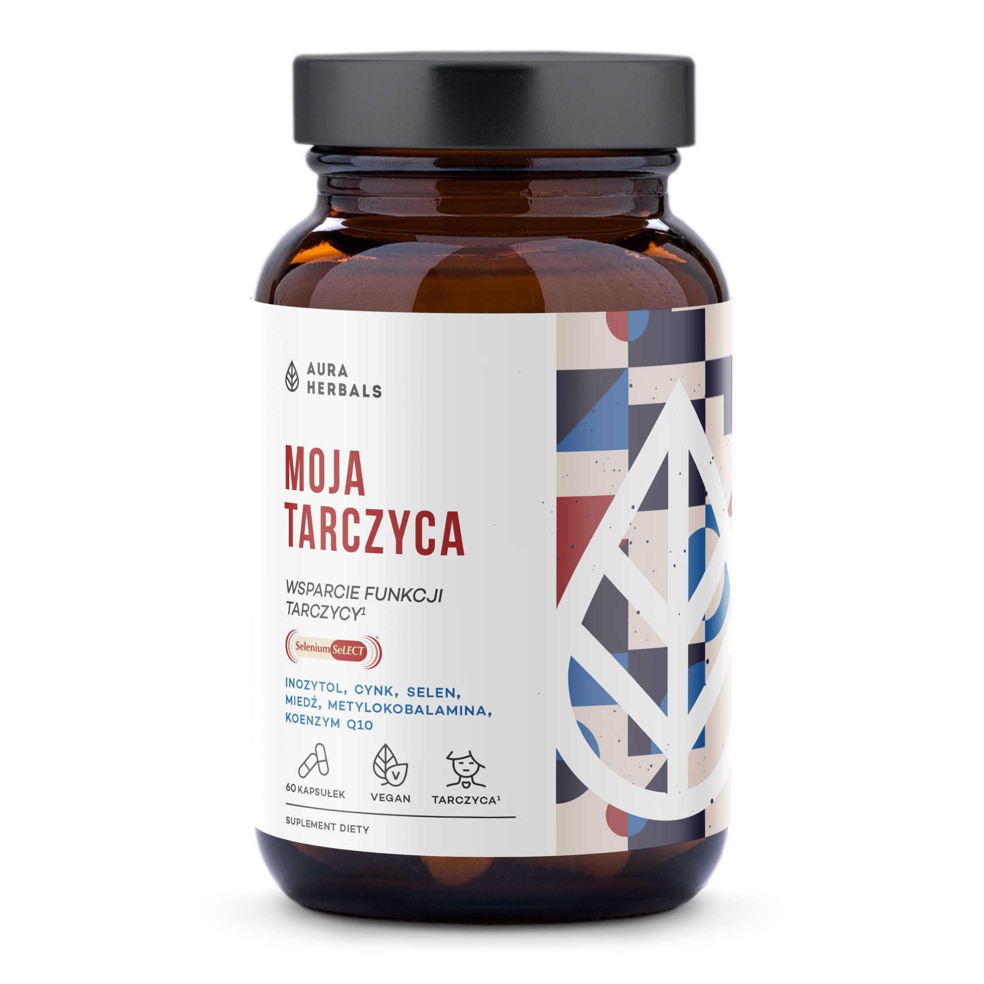 Suplement diety Moja tarczyca Aura Herbals w kapsułkach: inozytol, jod, selen, miedź, B12, Q10