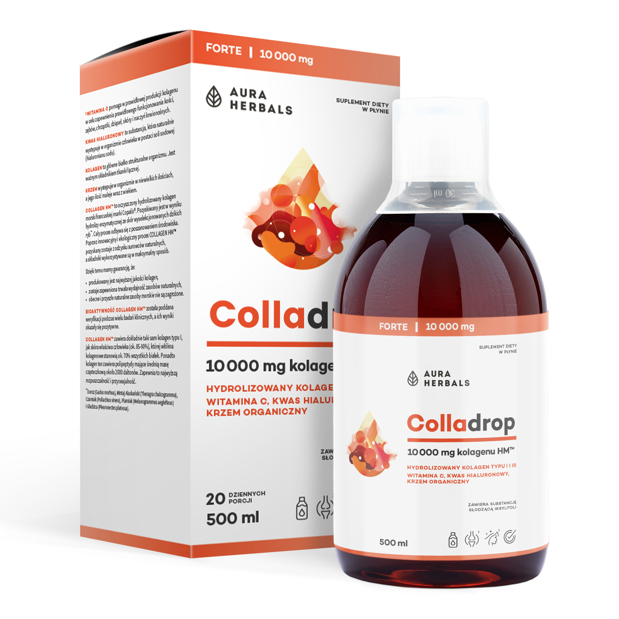 Colladrop Forte, kolagen morski 10000 mg, płyn 500 ml