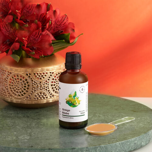 Ginkgo Biloba, ekstrakt Miłorząb Japoński 50:1, 45 mg, płyn 50 ml