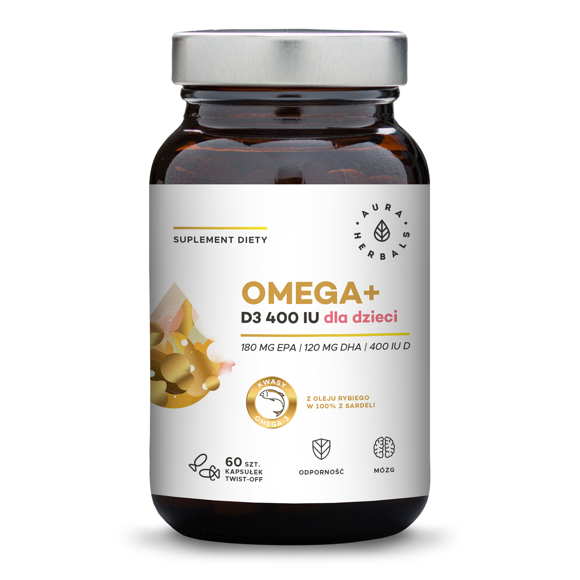 Olej rybi z sardeli z zawartością kwasów Omega-3 dla dzieci + naturalna witamina D